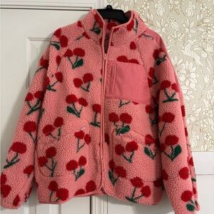 Floral Red and Pink Teddy Jacket